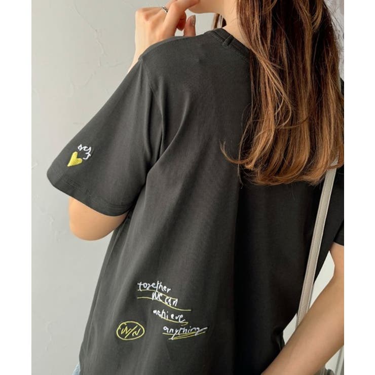 チャコール | アートのように刺繍が映える。オーガニックコットン100%らくがき風刺繍 無地＆ボ… | Classical Elf 