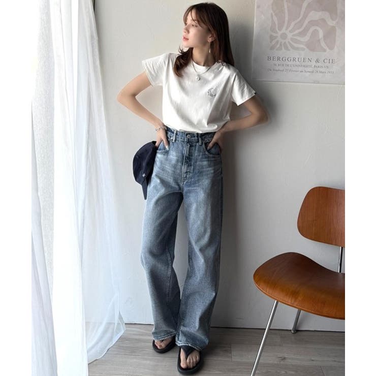 オーガニックコットン100%。胸元ラメ糸ワンポイント刺繍 無地＆ボーダー柄Tシャ… | Classical Elf  | 詳細画像2 