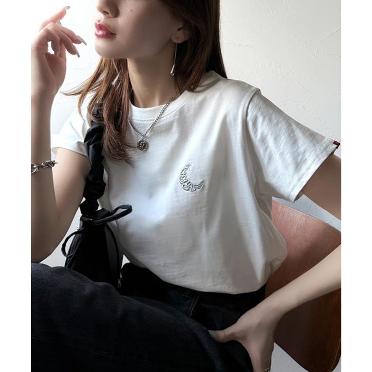 オーガニックコットン100%。胸元ラメ糸ワンポイント刺繍 無地＆ボーダー柄Tシャ… | Classical Elf  | 詳細画像5 