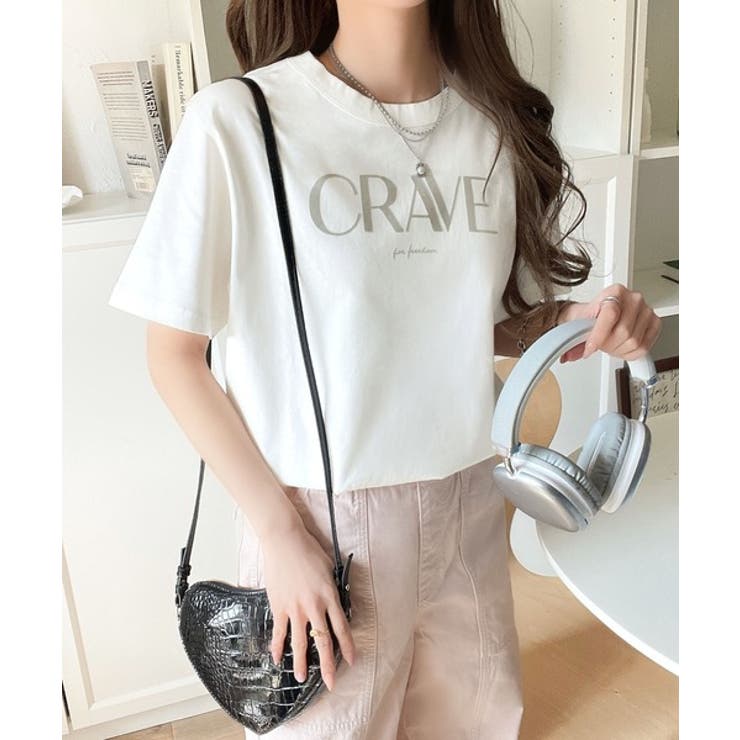 垢抜けた大人カジュアル。オーガニックコットン100％フロッキーロゴプリントTシャ… | Classical Elf  | 詳細画像8 