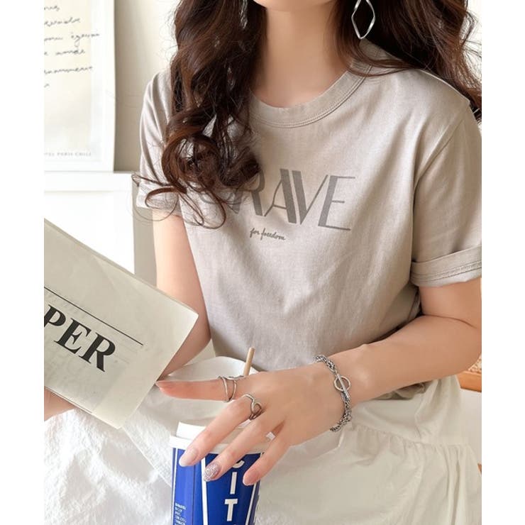 垢抜けた大人カジュアル。オーガニックコットン100％フロッキーロゴプリントTシャ… | Classical Elf  | 詳細画像34 