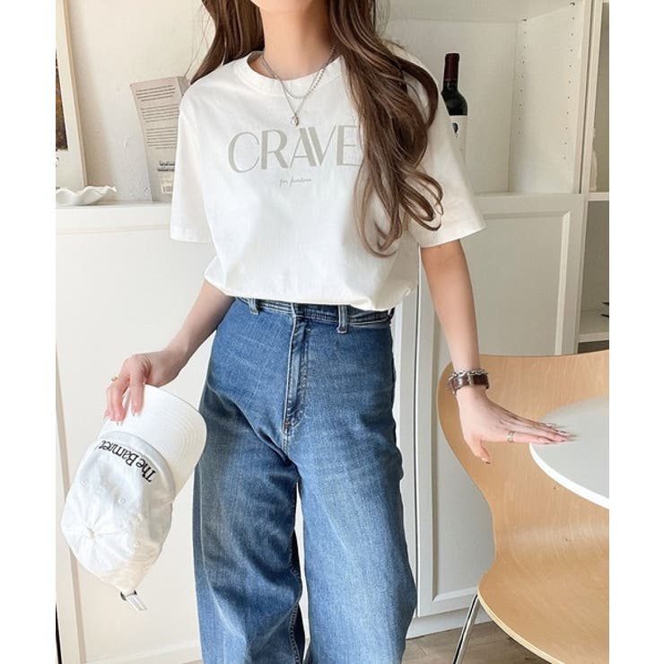 垢抜けた大人カジュアル。オーガニックコットン100％フロッキーロゴプリントTシャ… | Classical Elf  | 詳細画像4 