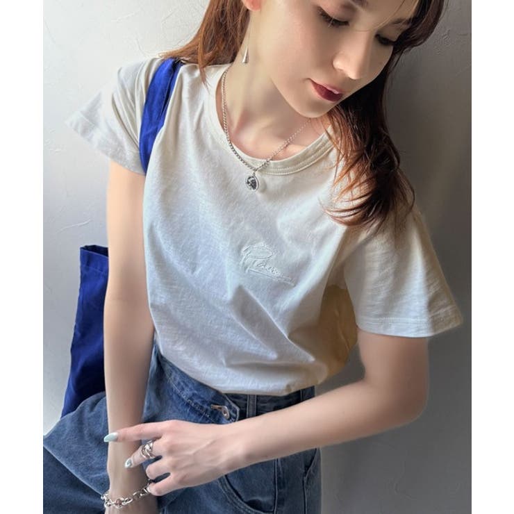 こなれ感たっぷり。オーガニックコットン100％胸元PAEAN刺繍Tシャツ(半袖) | Classical Elf  | 詳細画像7 
