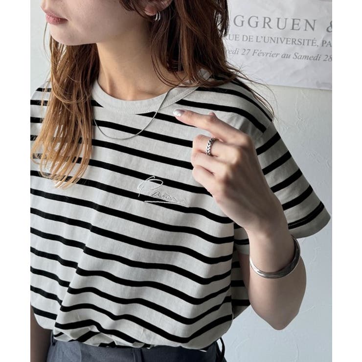 こなれ感たっぷり。オーガニックコットン100％胸元PAEAN刺繍Tシャツ(半袖) | Classical Elf  | 詳細画像15 