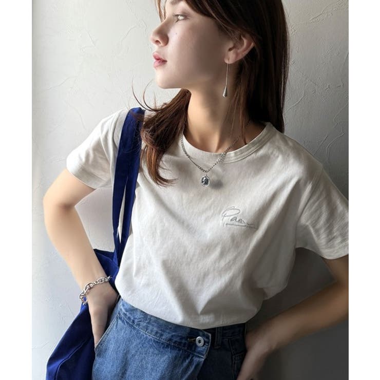こなれ感たっぷり。オーガニックコットン100％胸元PAEAN刺繍Tシャツ(半袖) | Classical Elf  | 詳細画像3 