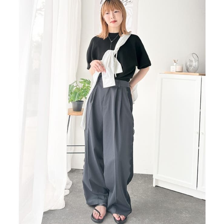 抜け感のある洗練デザイン。ラグランコンパクトスウェット風ニット(半袖） | Classical Elf  | 詳細画像12 