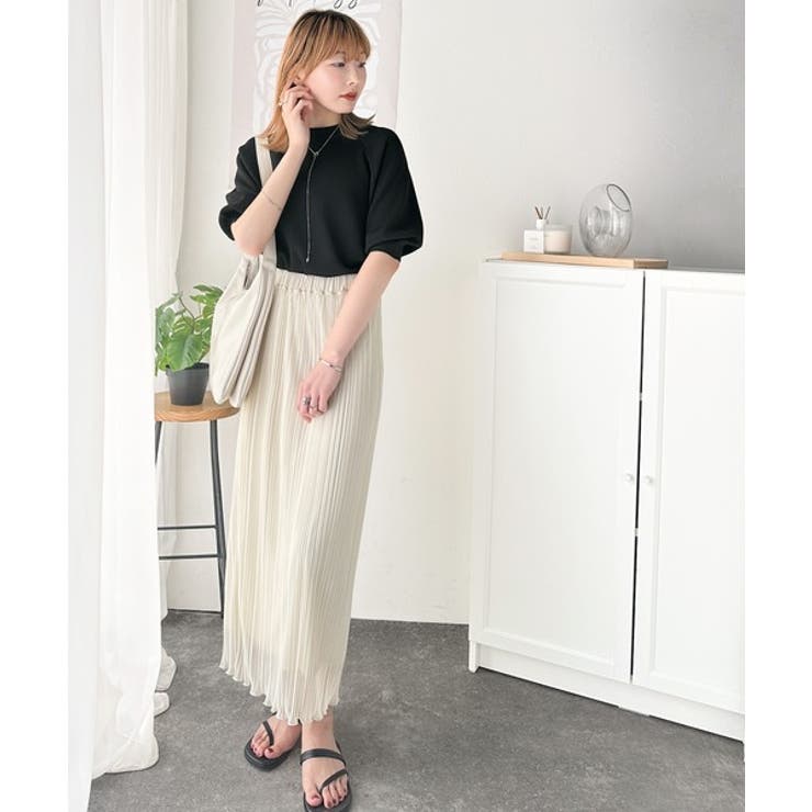 抜け感のある洗練デザイン。ラグランコンパクトスウェット風ニット(半袖） | Classical Elf  | 詳細画像15 