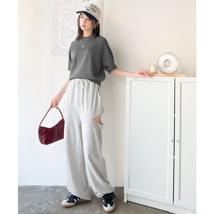 抜け感のある洗練デザイン。ラグランコンパクトスウェット風ニット(半袖） | Classical Elf  | 詳細画像26 