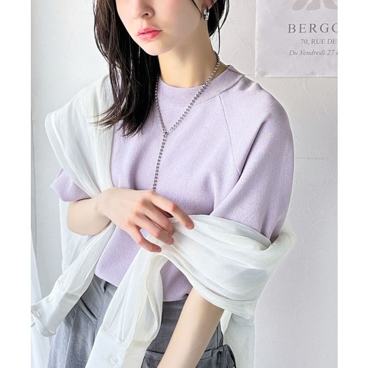 抜け感のある洗練デザイン。ラグランコンパクトスウェット風ニット(半袖） | Classical Elf  | 詳細画像43 