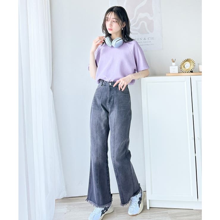 抜け感のある洗練デザイン。ラグランコンパクトスウェット風ニット(半袖） | Classical Elf  | 詳細画像47 