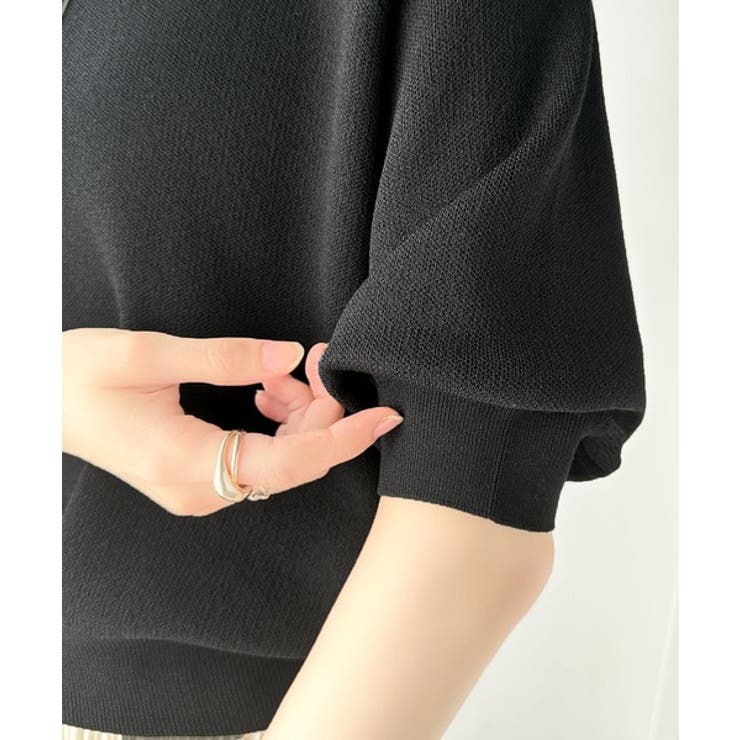 抜け感のある洗練デザイン。ラグランコンパクトスウェット風ニット(半袖） | Classical Elf  | 詳細画像48 