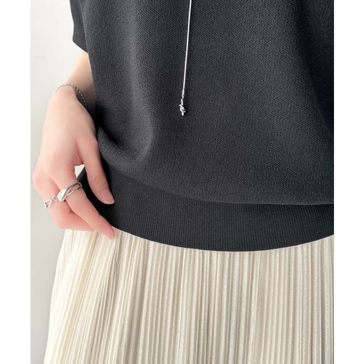 抜け感のある洗練デザイン。ラグランコンパクトスウェット風ニット(半袖） | Classical Elf  | 詳細画像49 