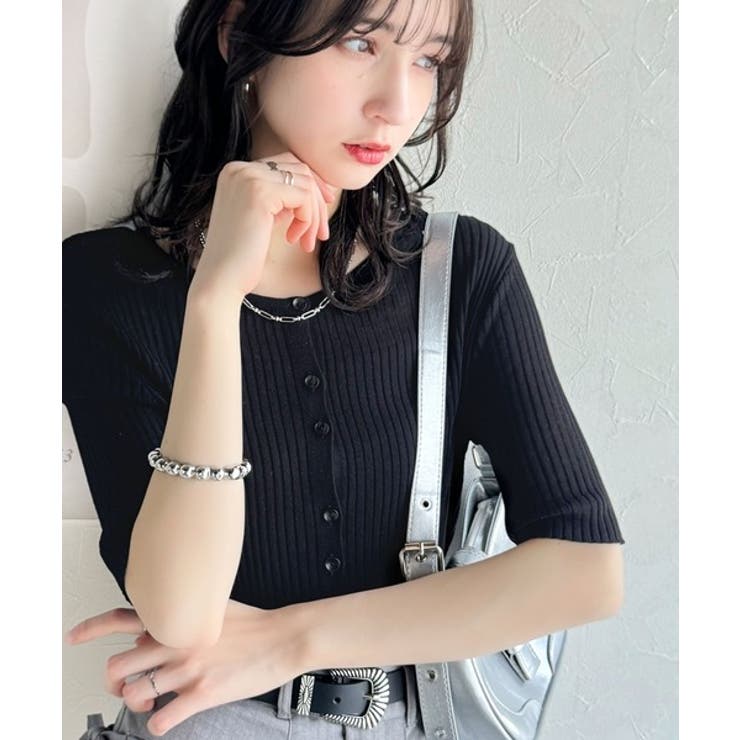 大人のこなれ感。シアーリブニット半袖カーディガン | Classical Elf  | 詳細画像9 