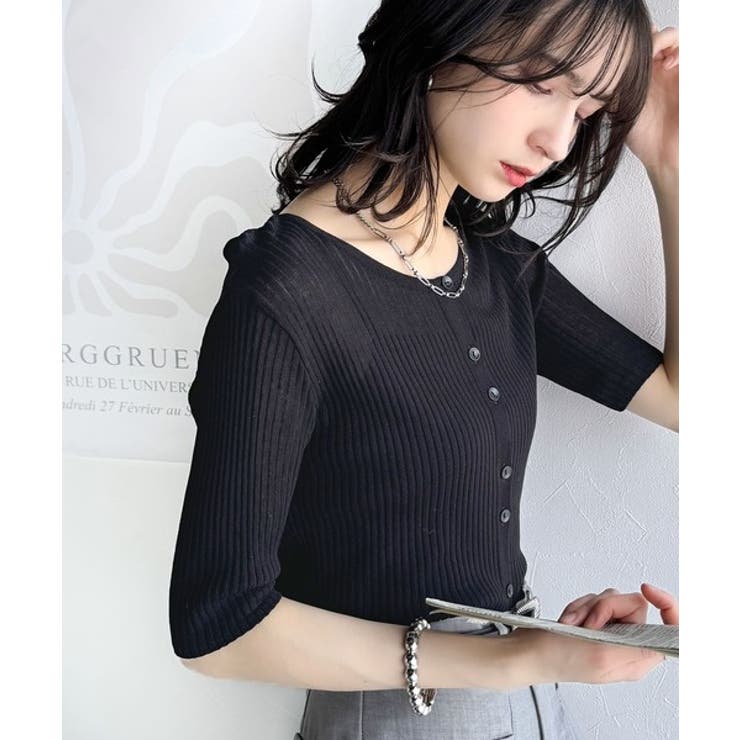 大人のこなれ感。シアーリブニット半袖カーディガン | Classical Elf  | 詳細画像14 