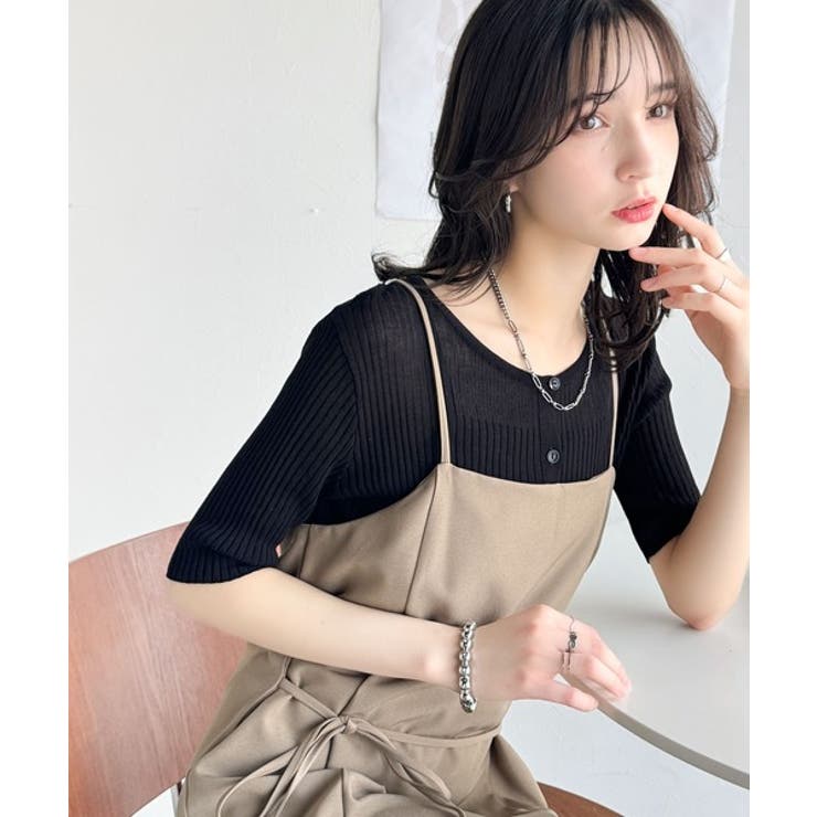 大人のこなれ感。シアーリブニット半袖カーディガン | Classical Elf  | 詳細画像16 