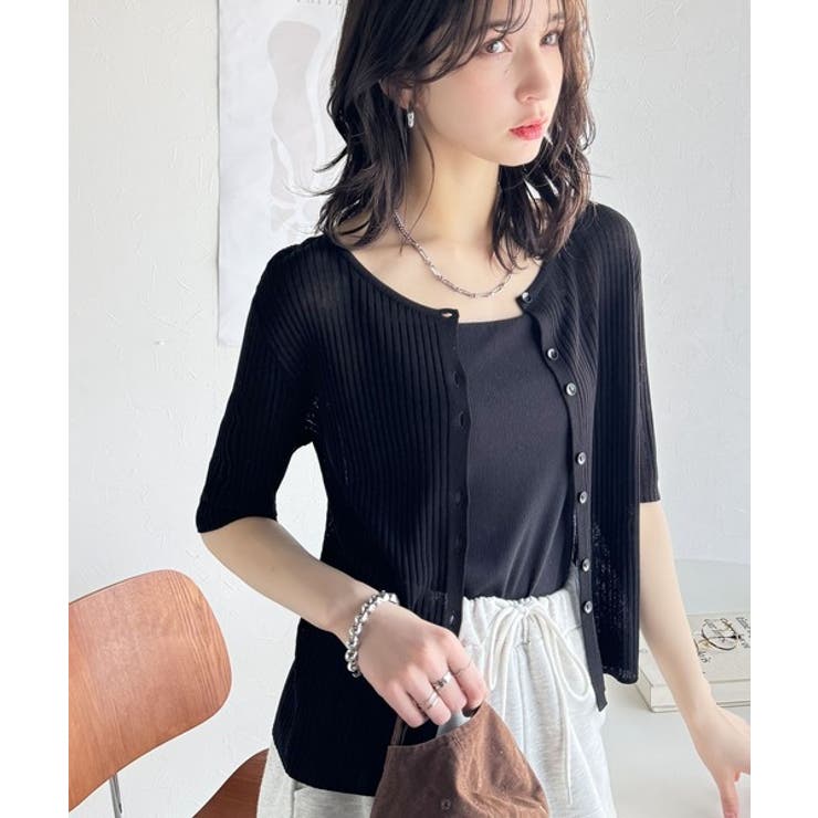 大人のこなれ感。シアーリブニット半袖カーディガン | Classical Elf  | 詳細画像18 