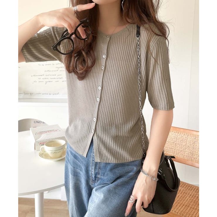 大人のこなれ感。シアーリブニット半袖カーディガン | Classical Elf  | 詳細画像21 