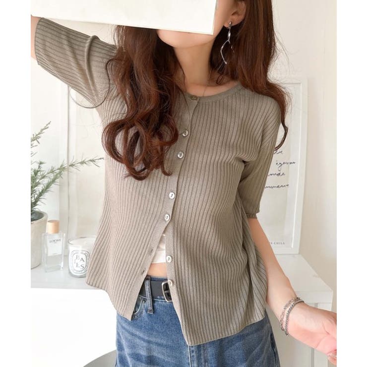 大人のこなれ感。シアーリブニット半袖カーディガン | Classical Elf  | 詳細画像22 