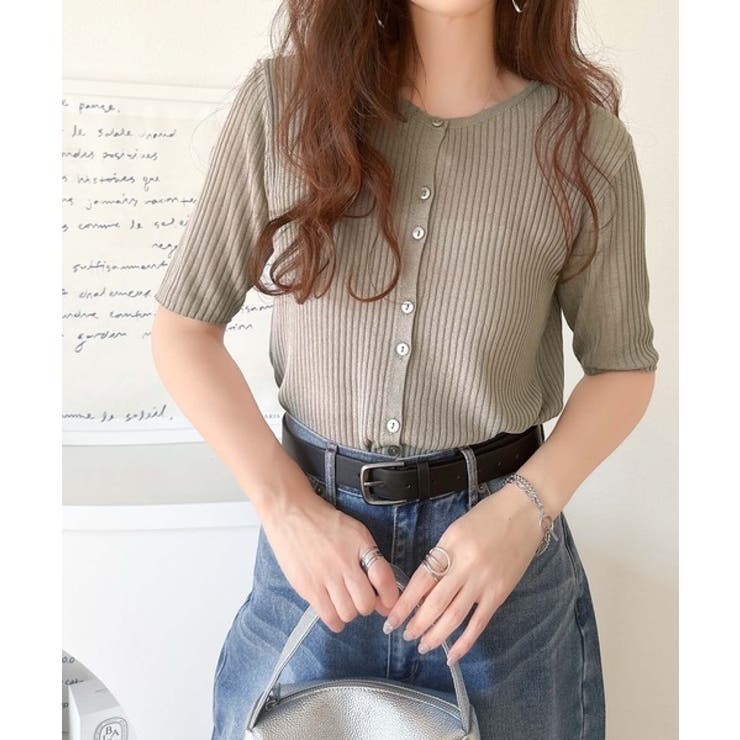 大人のこなれ感。シアーリブニット半袖カーディガン | Classical Elf  | 詳細画像25 