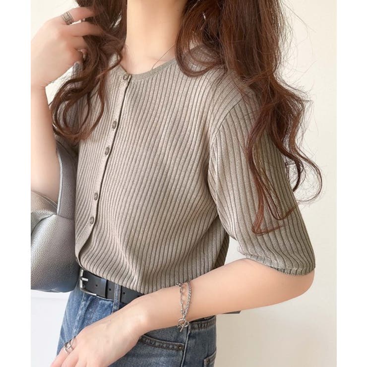 大人のこなれ感。シアーリブニット半袖カーディガン | Classical Elf  | 詳細画像26 