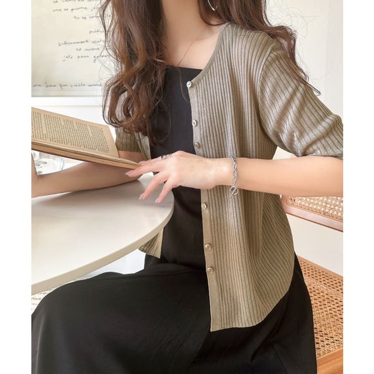 大人のこなれ感。シアーリブニット半袖カーディガン | Classical Elf  | 詳細画像29 