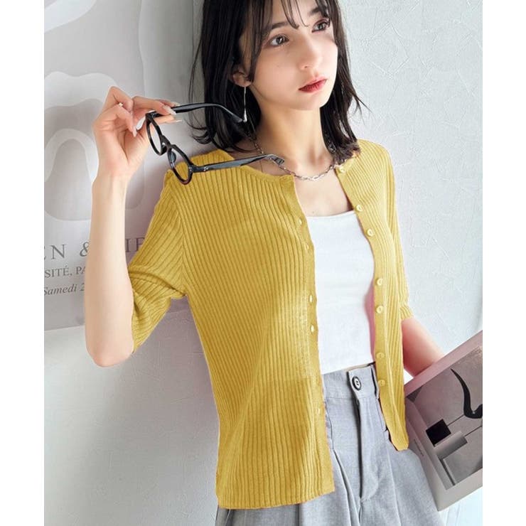 大人のこなれ感。シアーリブニット半袖カーディガン | Classical Elf  | 詳細画像30 