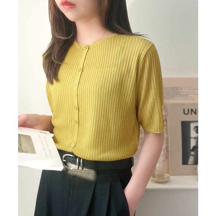 大人のこなれ感。シアーリブニット半袖カーディガン | Classical Elf  | 詳細画像31 