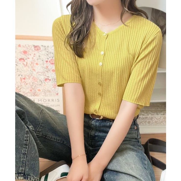 大人のこなれ感。シアーリブニット半袖カーディガン | Classical Elf  | 詳細画像35 