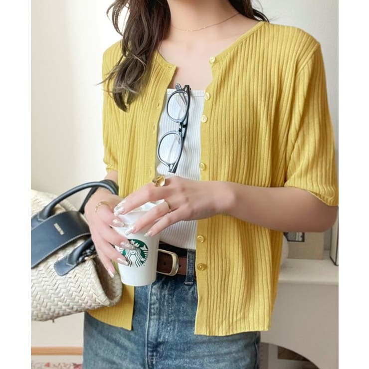 大人のこなれ感。シアーリブニット半袖カーディガン | Classical Elf  | 詳細画像36 