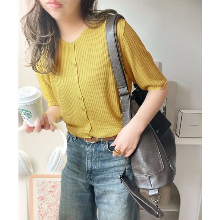 大人のこなれ感。シアーリブニット半袖カーディガン | Classical Elf  | 詳細画像37 