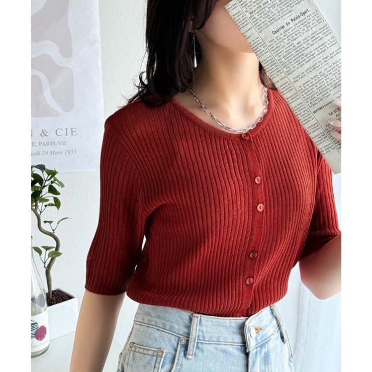 大人のこなれ感。シアーリブニット半袖カーディガン | Classical Elf  | 詳細画像40 