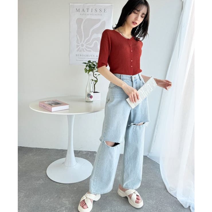 大人のこなれ感。シアーリブニット半袖カーディガン | Classical Elf  | 詳細画像41 