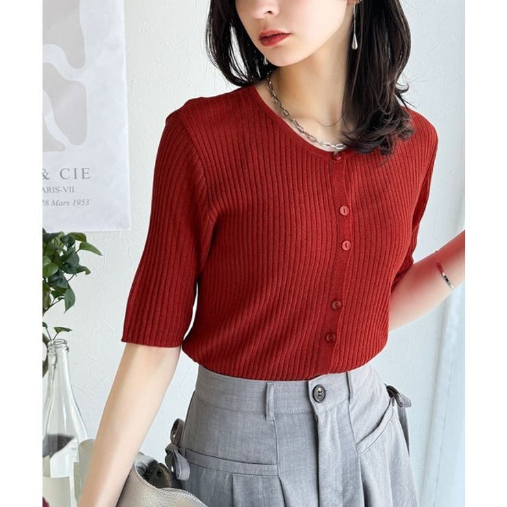 大人のこなれ感。シアーリブニット半袖カーディガン | Classical Elf  | 詳細画像46 