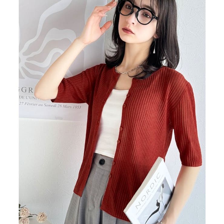 大人のこなれ感。シアーリブニット半袖カーディガン | Classical Elf  | 詳細画像49 