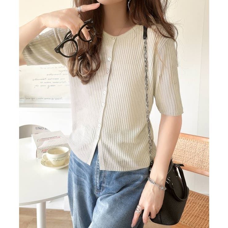 大人のこなれ感。シアーリブニット半袖カーディガン | Classical Elf  | 詳細画像2 