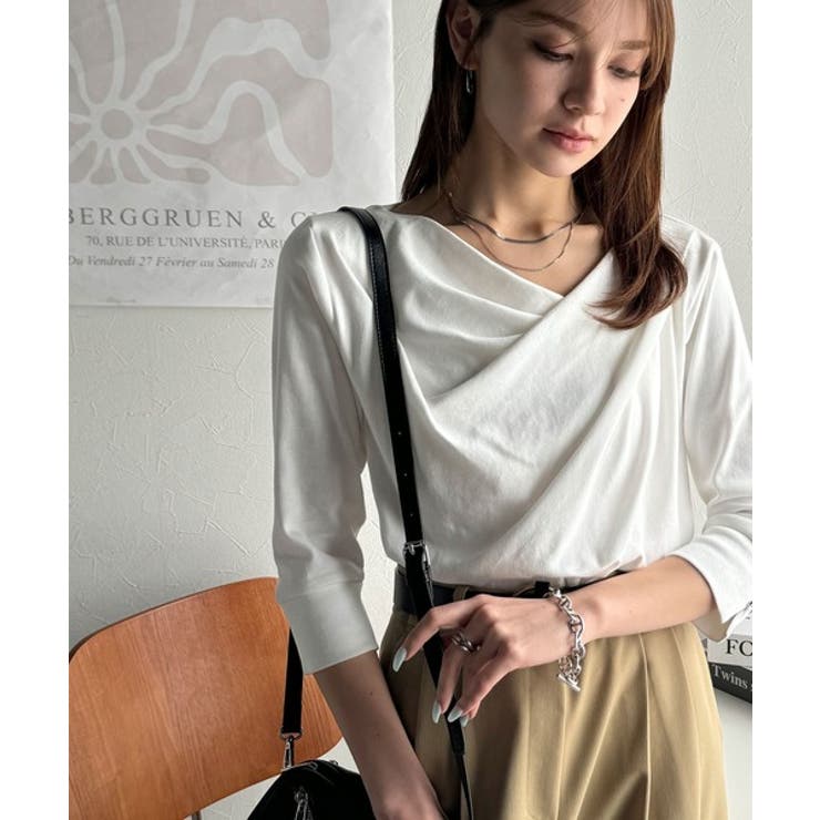 大人の上品映え。綿100％ドレープ５分袖プルオーバー  | Classical Elf  | 詳細画像5 