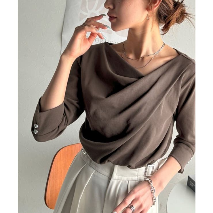 大人の上品映え。綿100％ドレープ５分袖プルオーバー  | Classical Elf  | 詳細画像23 