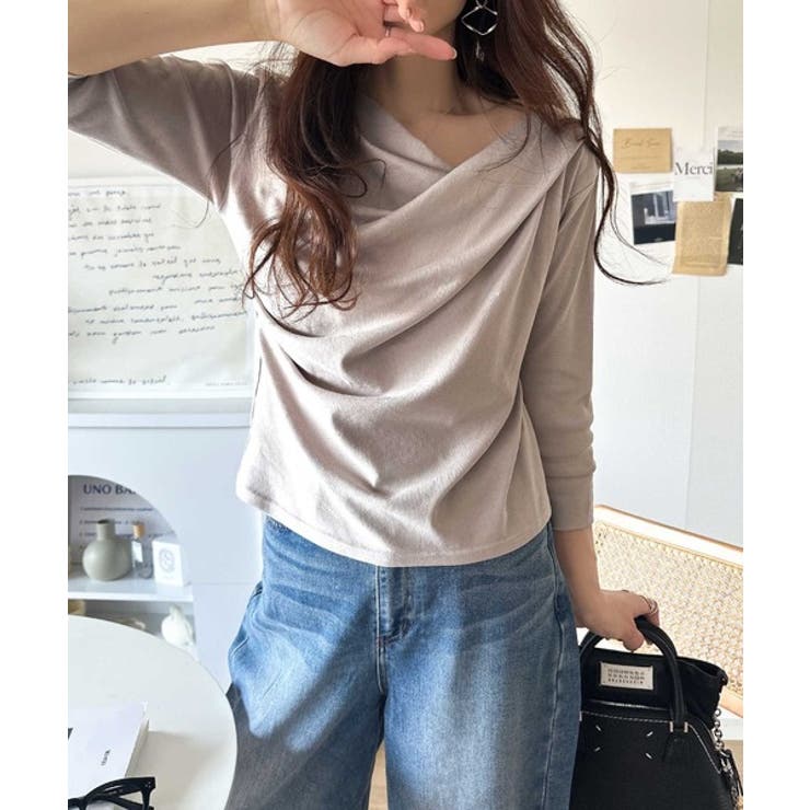 大人の上品映え。綿100％ドレープ５分袖プルオーバー  | Classical Elf  | 詳細画像35 