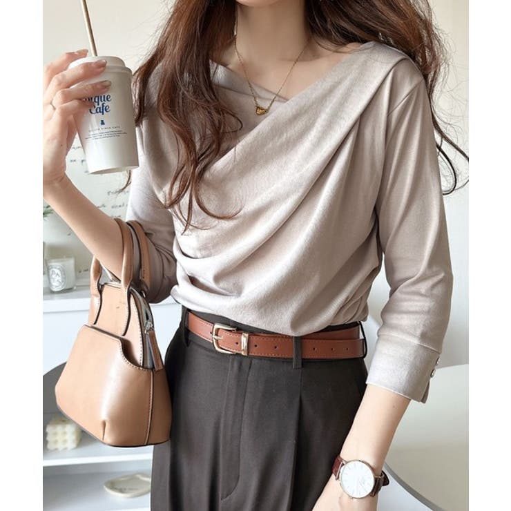 大人の上品映え。綿100％ドレープ５分袖プルオーバー  | Classical Elf  | 詳細画像36 