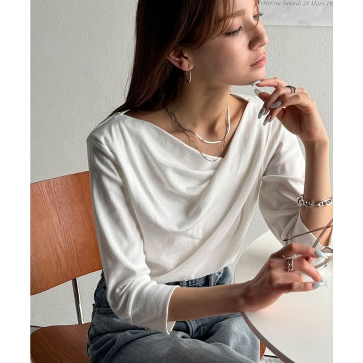 大人の上品映え。綿100％ドレープ５分袖プルオーバー  | Classical Elf  | 詳細画像1 