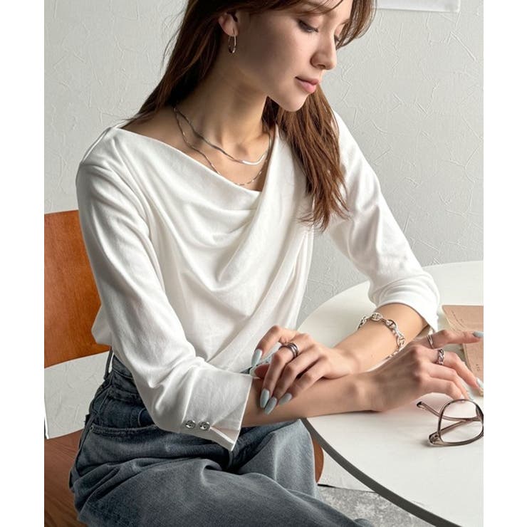 大人の上品映え。綿100％ドレープ５分袖プルオーバー  | Classical Elf  | 詳細画像2 