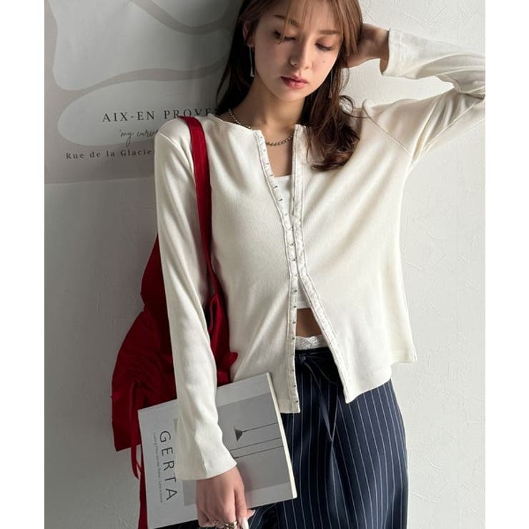 おしゃれ感を格上げ。綿100％前後2wayシルバーホック使いカーディガントップス… | Classical Elf  | 詳細画像3 