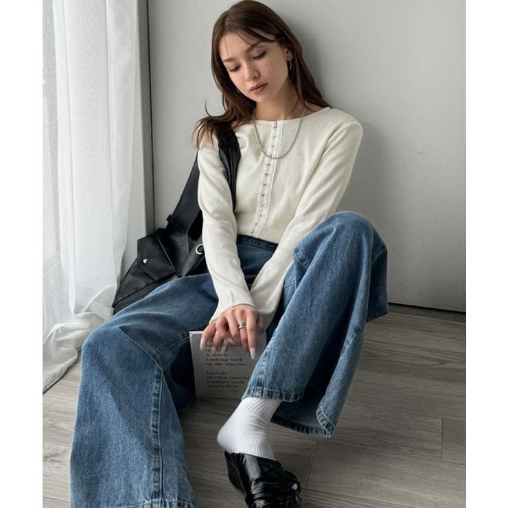 おしゃれ感を格上げ。綿100％前後2wayシルバーホック使いカーディガントップス… | Classical Elf  | 詳細画像4 