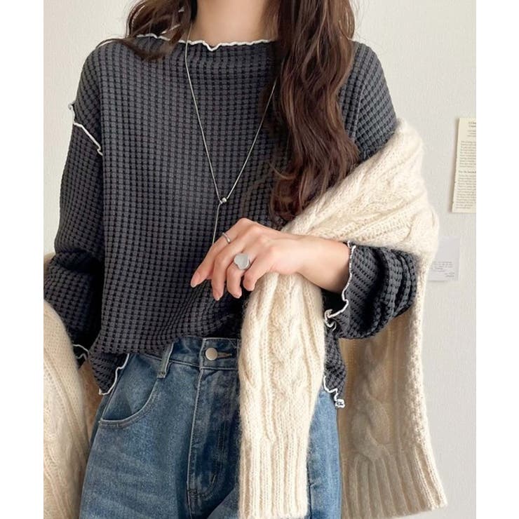 トレンド感満載のデザイン。前後2wayヘビーワッフル切り替えPO（長袖