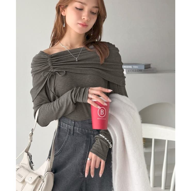 程よい肌見せ、ヘルシースタイル。オフショルリボンカットプルオーバー（長袖） | Classical Elf  | 詳細画像9 