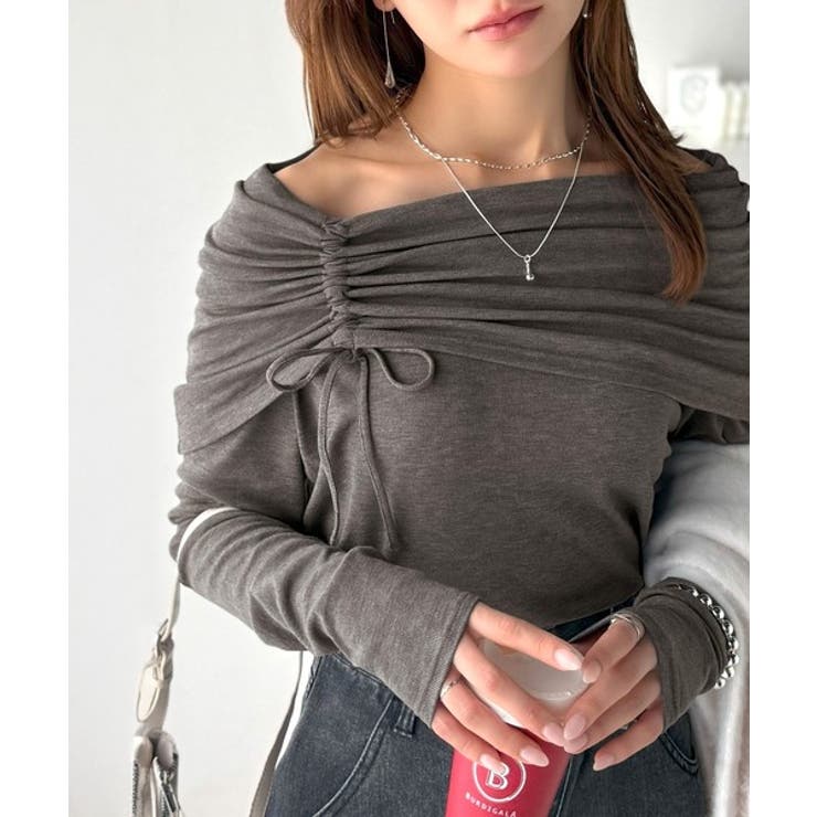 程よい肌見せ、ヘルシースタイル。オフショルリボンカットプルオーバー（長袖） | Classical Elf  | 詳細画像14 