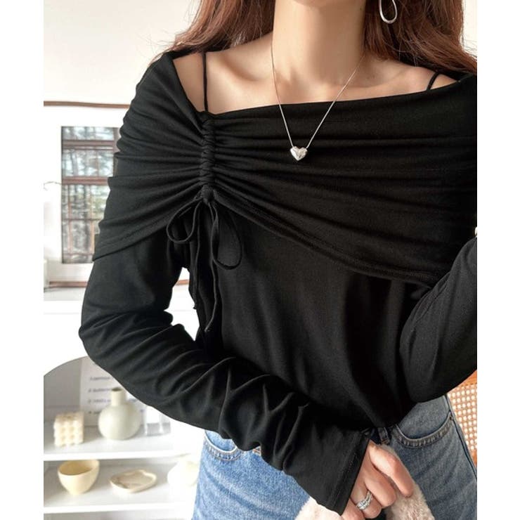 程よい肌見せ、ヘルシースタイル。オフショルリボンカットプルオーバー（長袖） | Classical Elf  | 詳細画像2 