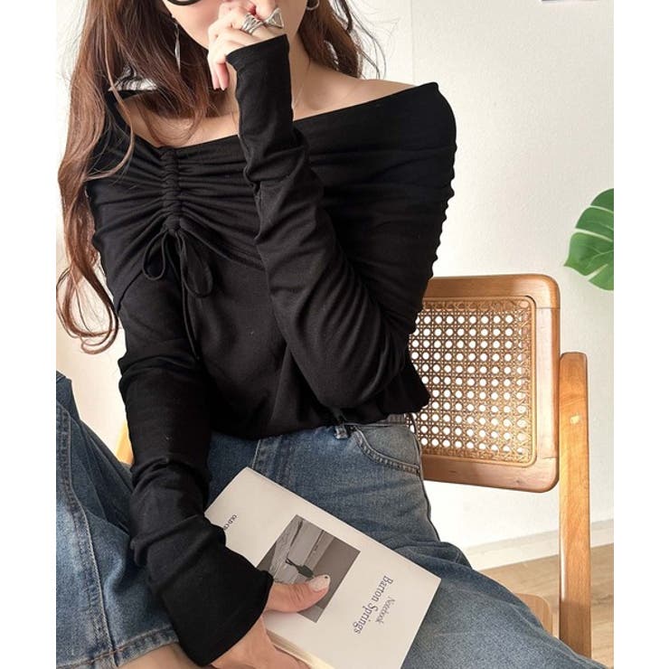 程よい肌見せ、ヘルシースタイル。オフショルリボンカットプルオーバー（長袖） | Classical Elf  | 詳細画像3 