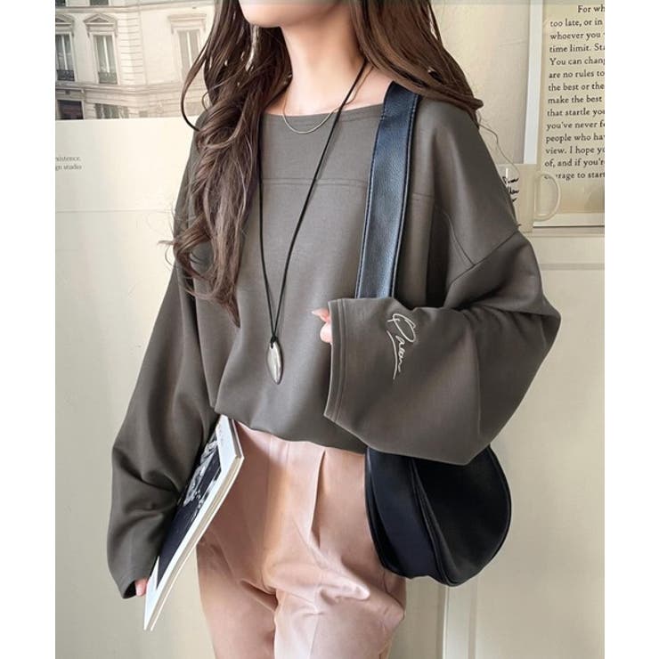 滑らか＆艶やか。ダンボールボートネック袖刺繍ロンT（長袖） | Classical Elf  | 詳細画像19 