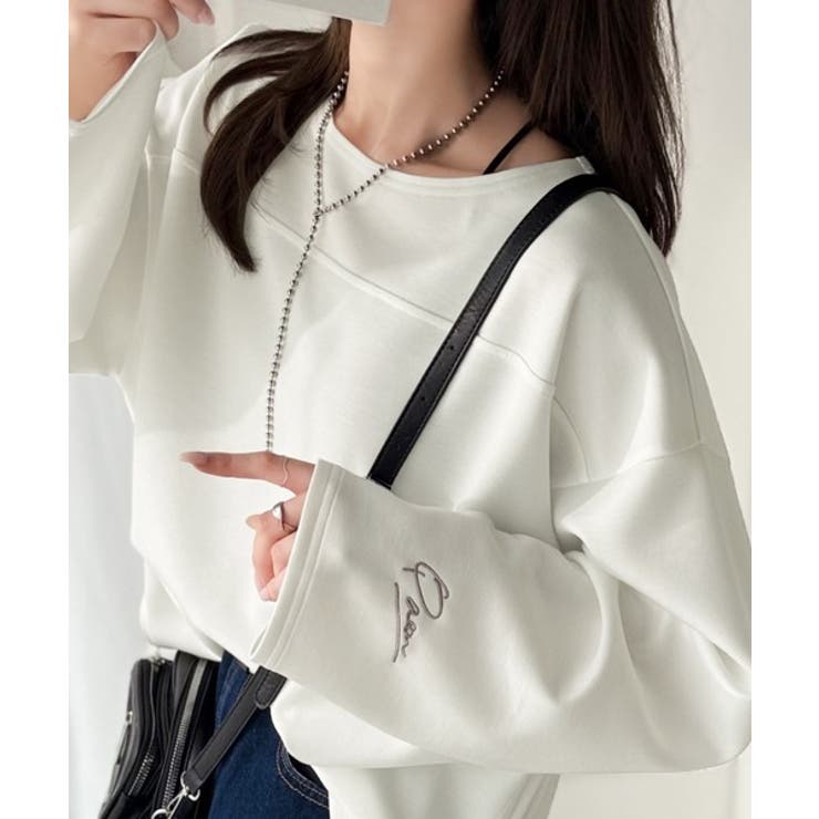 滑らか＆艶やか。ダンボールボートネック袖刺繍ロンT（長袖） | Classical Elf  | 詳細画像1 